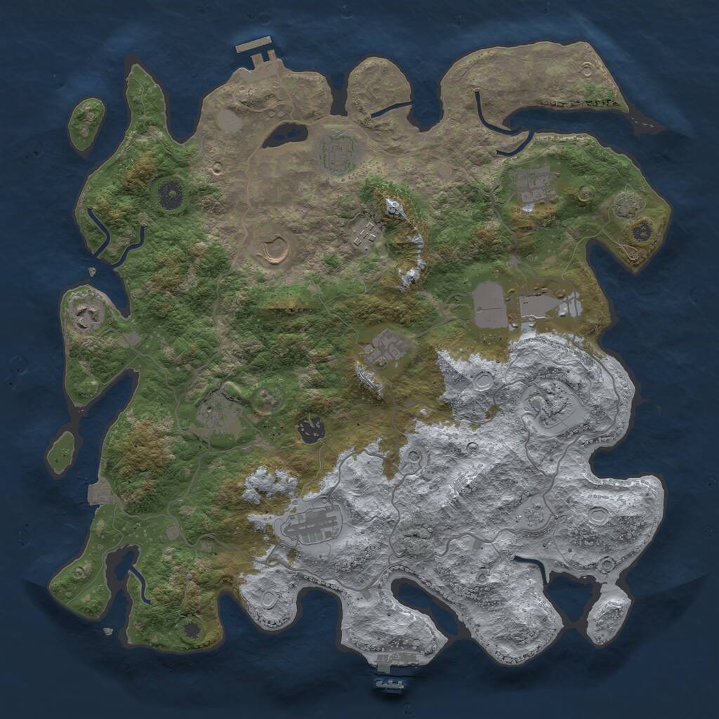 Rust Map: Procedural Map, Size: 4000, Seed: 77320204, 17 Monuments