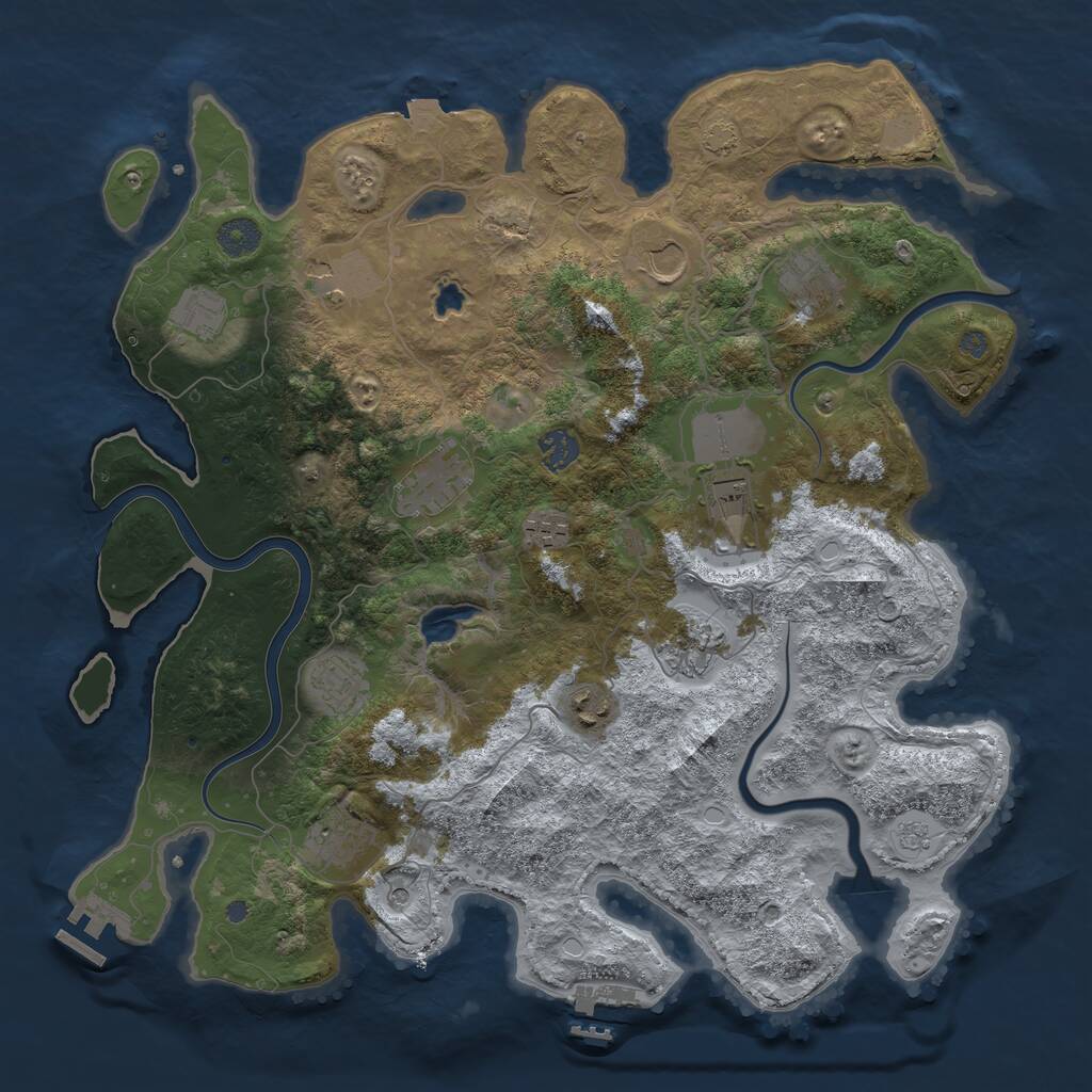 Rust Map: Procedural Map, Size: 4000, Seed: 77320204, 17 Monuments