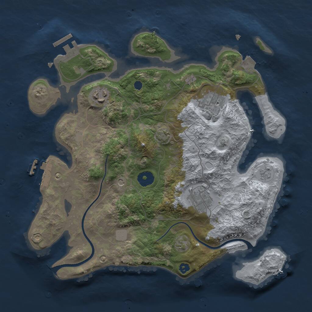 Rust Map: Procedural Map, Size: 3000, Seed: 584778, 9 Monuments