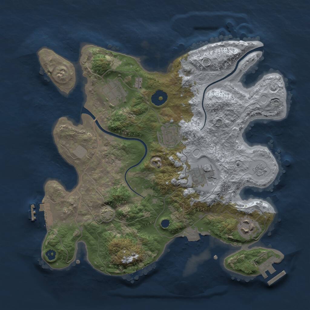 Rust Map: Procedural Map, Size: 3000, Seed: 984067, 9 Monuments