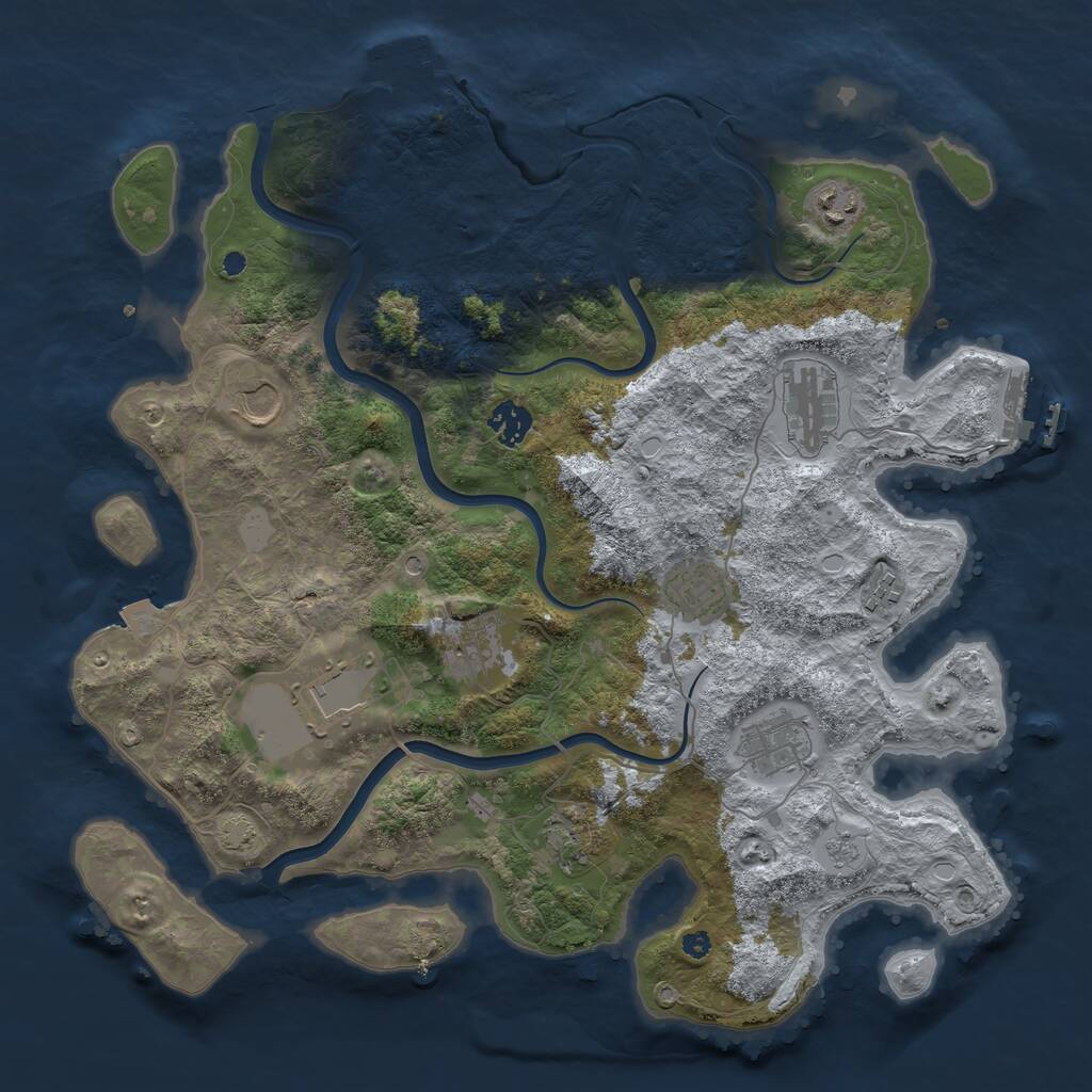 Rust Map: Procedural Map, Size: 3850, Seed: 752059271, 16 Monuments