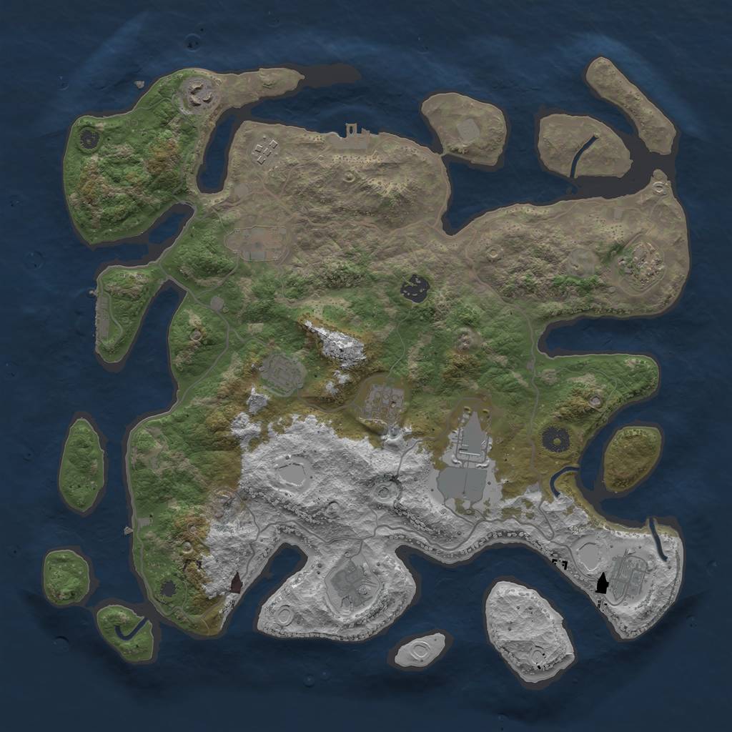 Rust Map: Procedural Map, Size: 4050, Seed: 23224639, 18 Monuments