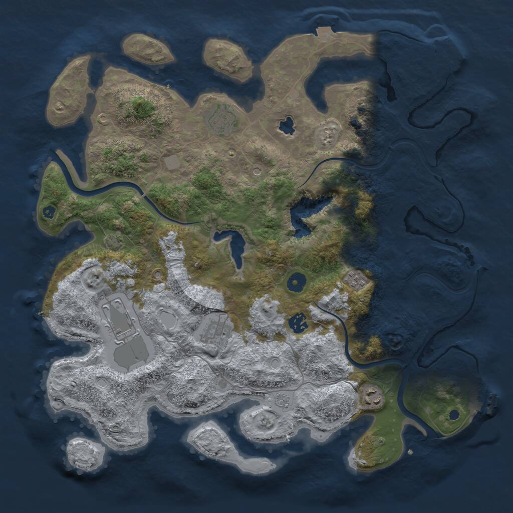 Rust Map: Procedural Map, Size: 4000, Seed: 1378437805, 12 Monuments
