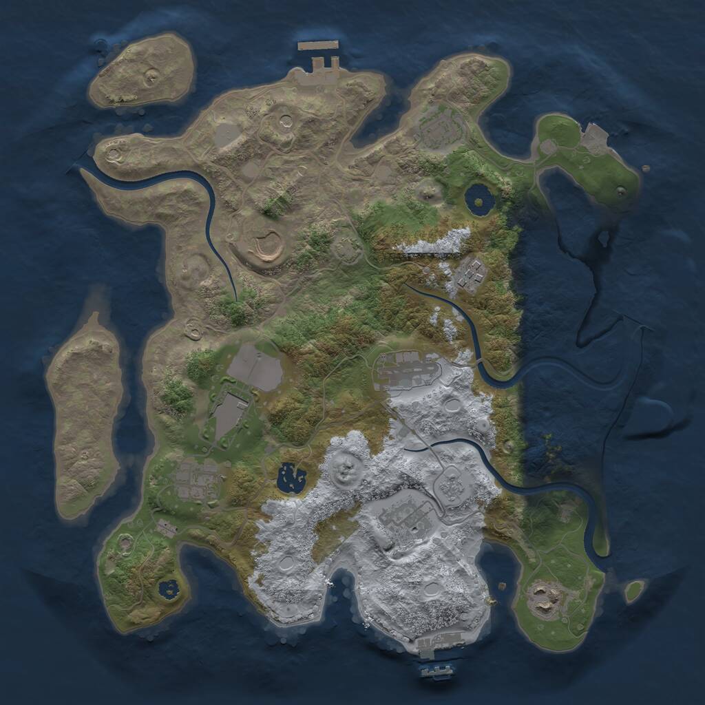 Rust Map: Procedural Map, Size: 3500, Seed: 1235808, 15 Monuments