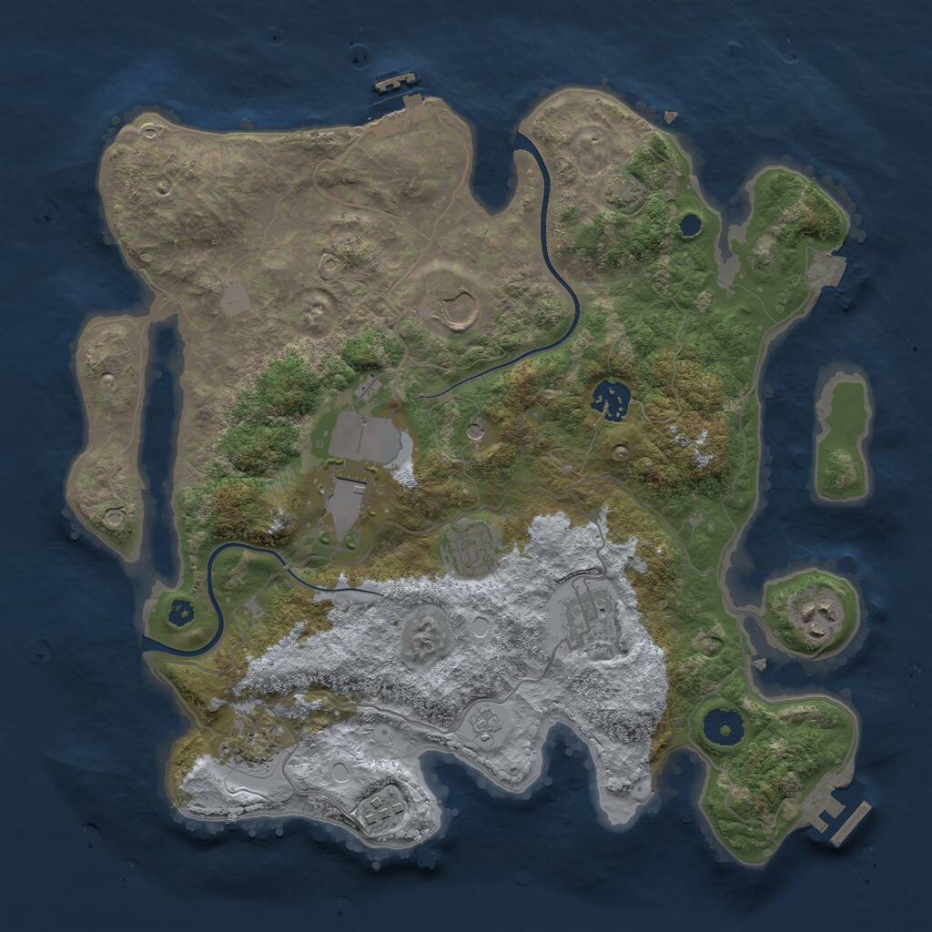 Rust Map: Procedural Map, Size: 3550, Seed: 946961, 14 Monuments