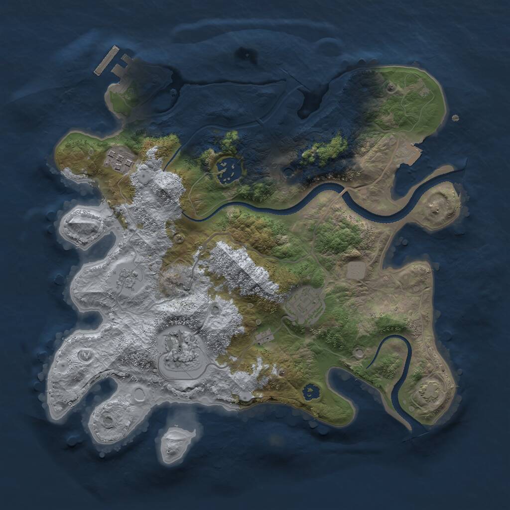 Rust Map: Procedural Map, Size: 3000, Seed: 589164, 9 Monuments