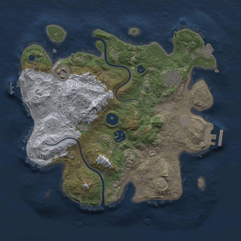 Rust Map: Procedural Map, Size: 3000, Seed: 162721, 9 Monuments