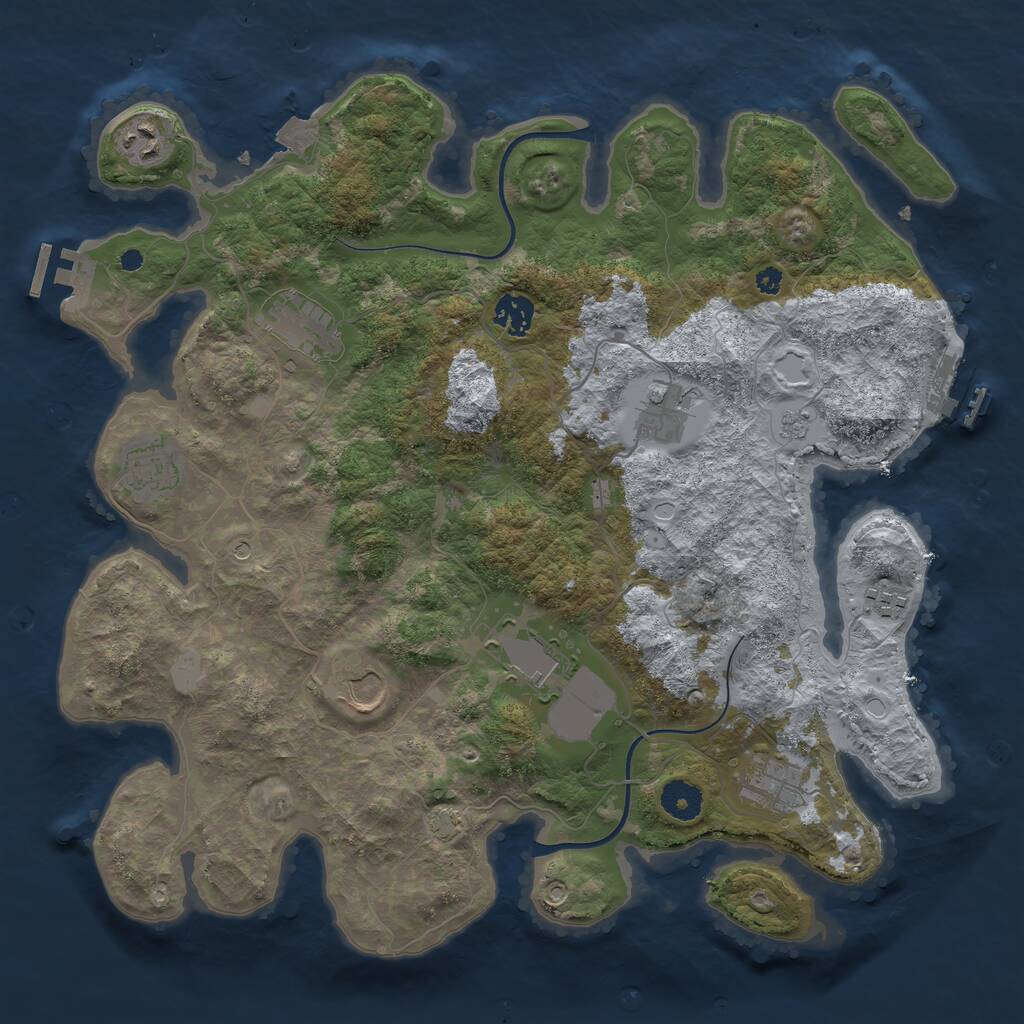 Rust Map: Procedural Map, Size: 3800, Seed: 2131178332, 15 Monuments