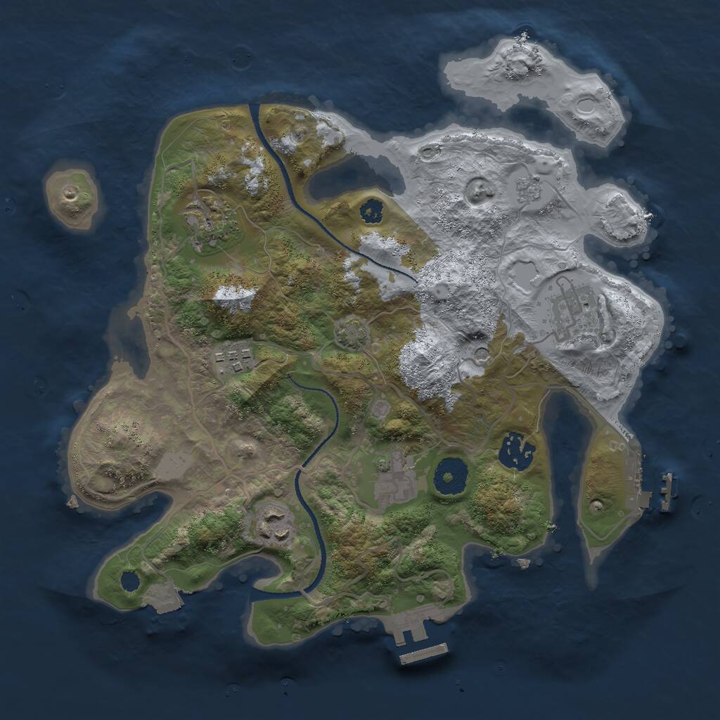 Rust Map: Procedural Map, Size: 3000, Seed: 969709, 12 Monuments