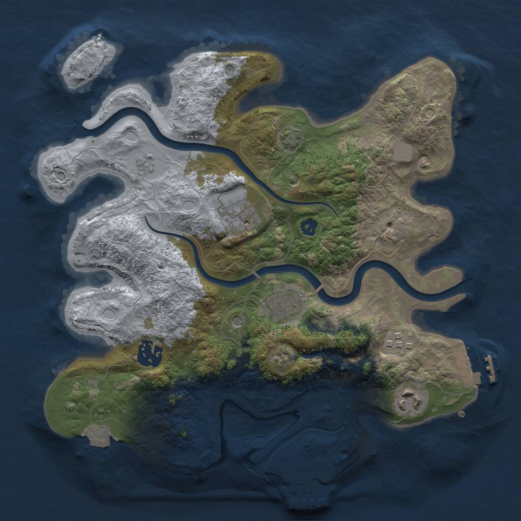 Rust Map: Procedural Map, Size: 3000, Seed: 757490, 11 Monuments