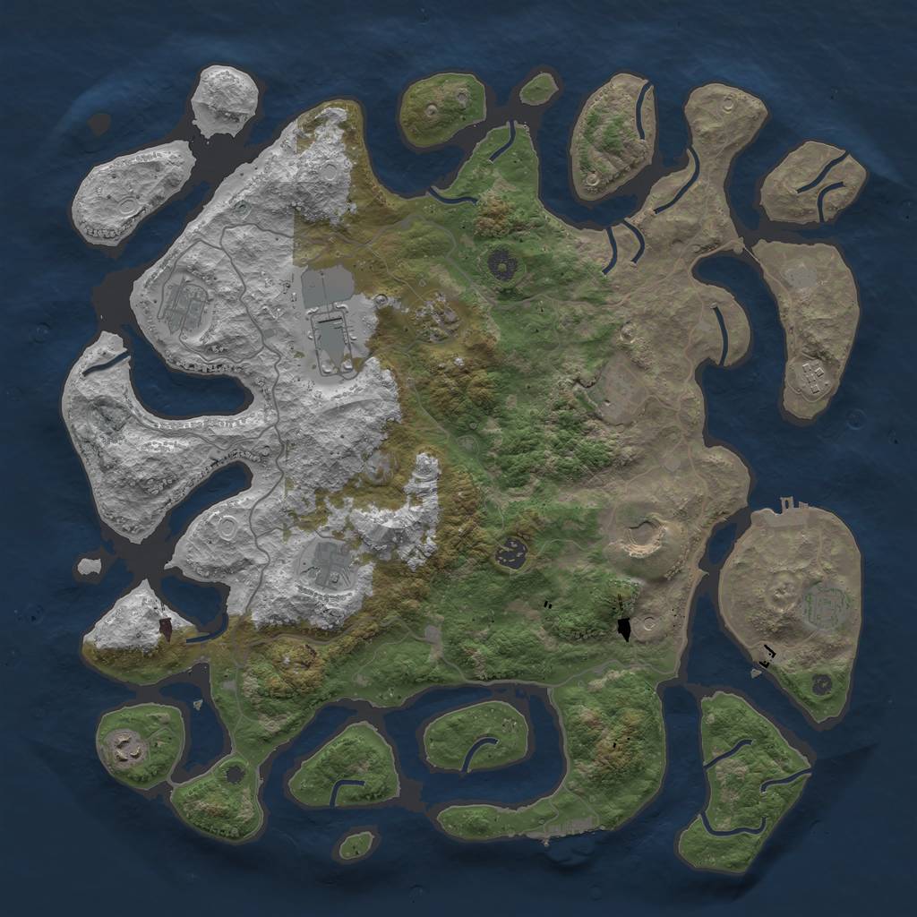 Rust Map: Procedural Map, Size: 4500, Seed: 1286263252, 18 Monuments