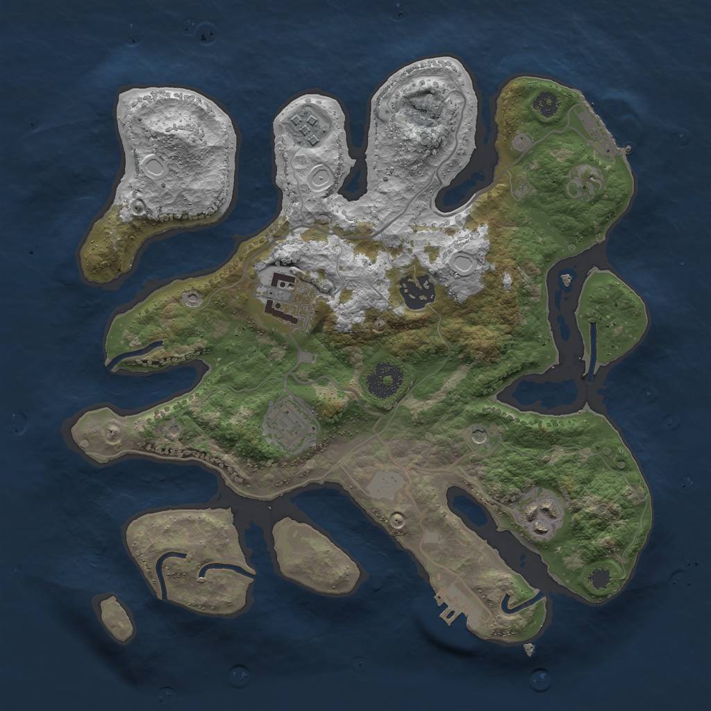 Rust Map: Procedural Map, Size: 3000, Seed: 779428, 13 Monuments