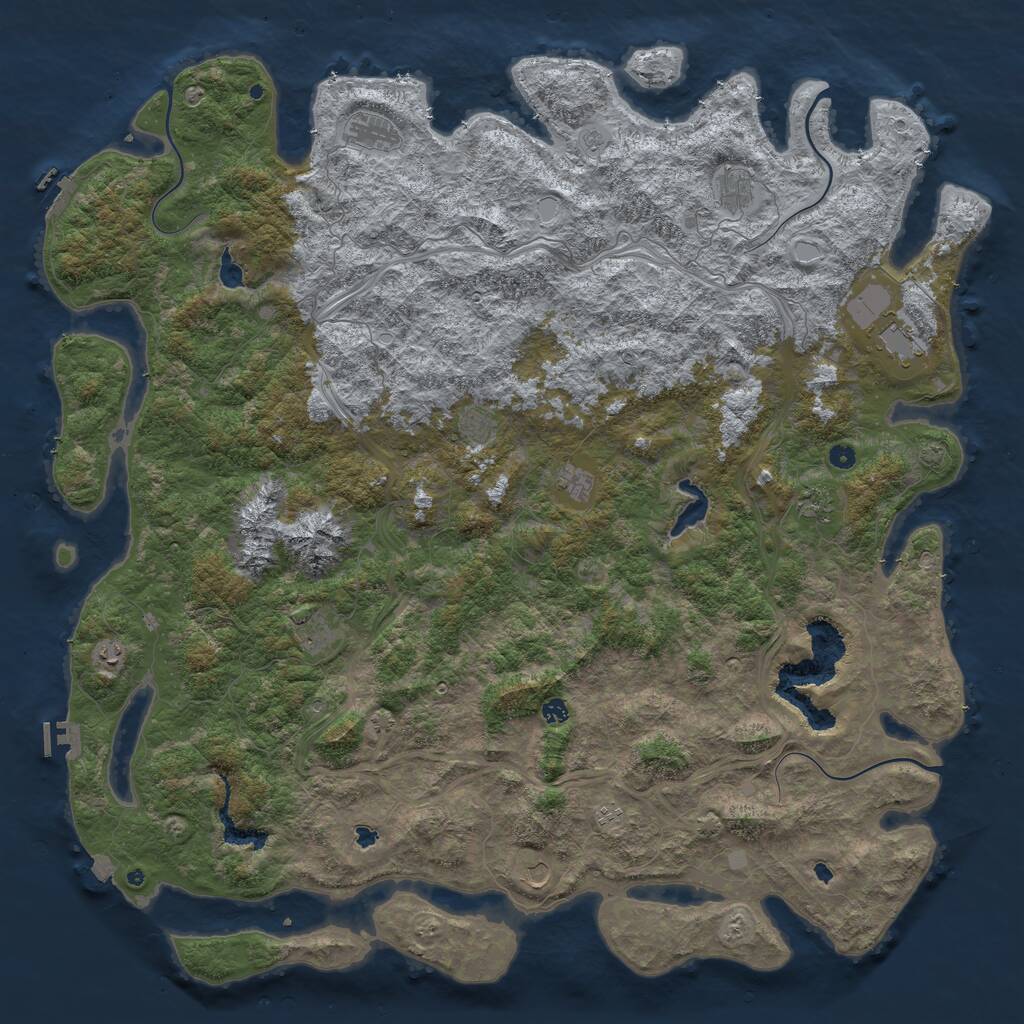 Rust Map: Procedural Map, Size: 6000, Seed: 325307187, 17 Monuments