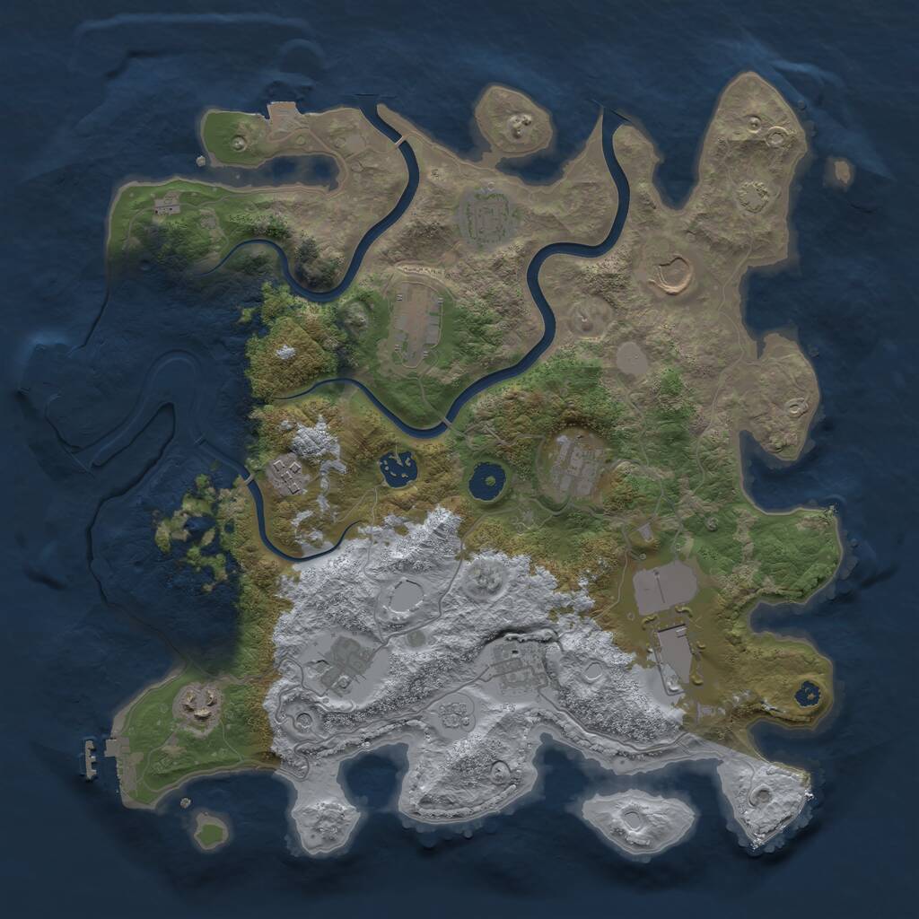 Rust Map: Procedural Map, Size: 3750, Seed: 616648111, 16 Monuments