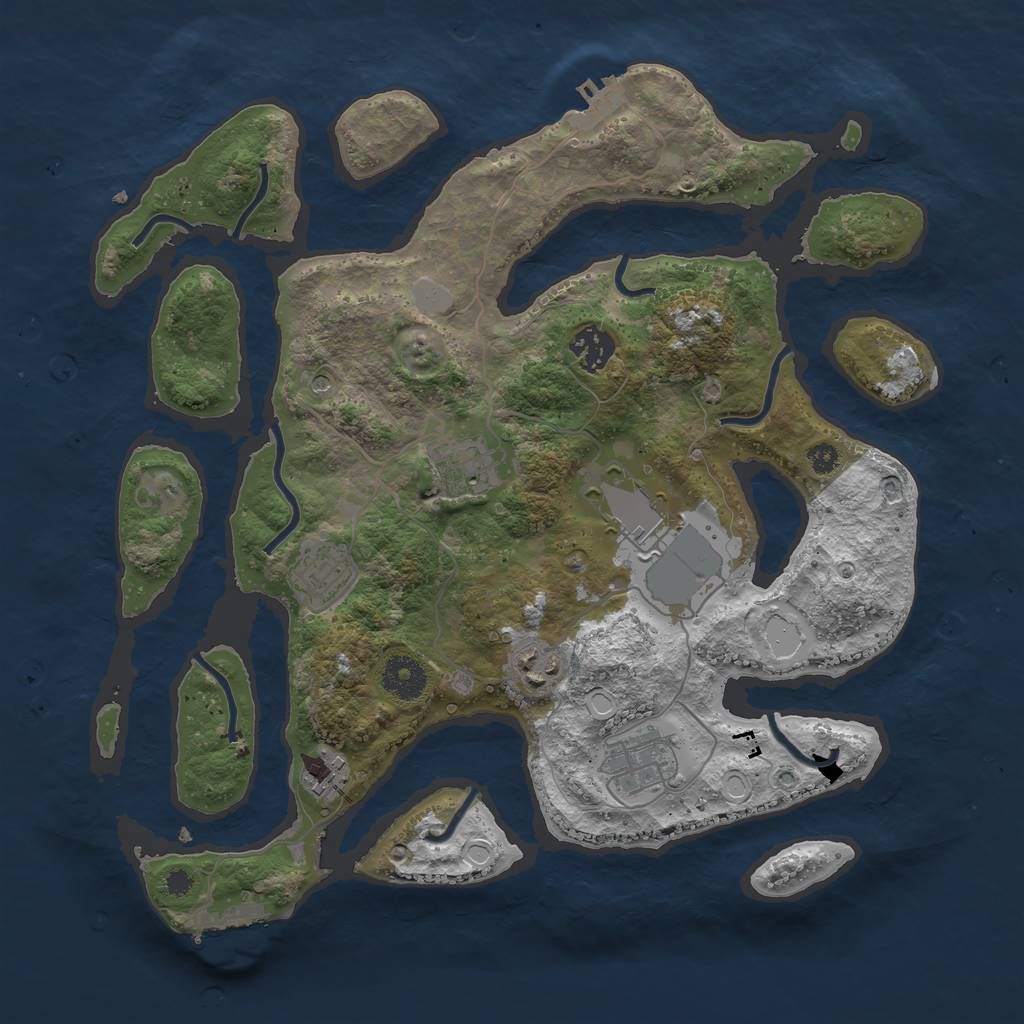 Rust Map: Procedural Map, Size: 3500, Seed: 1943284811, 15 Monuments