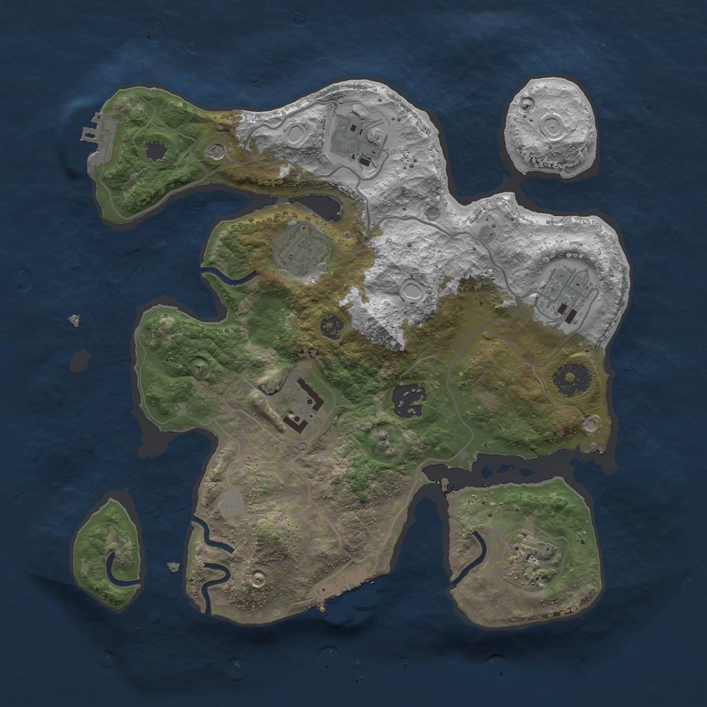 Rust Map: Procedural Map, Size: 3000, Seed: 489683, 14 Monuments