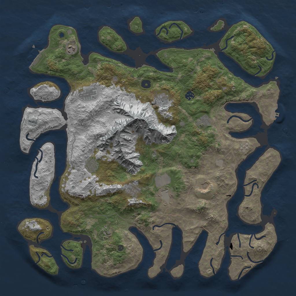 Rust Map: Procedural Map, Size: 5000, Seed: 773405693, 19 Monuments