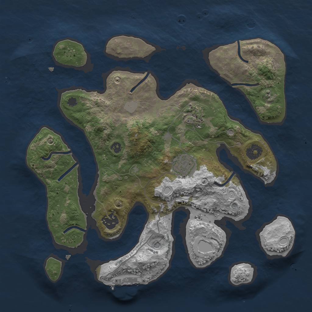 Rust Map: Procedural Map, Size: 3000, Seed: 601703, 10 Monuments