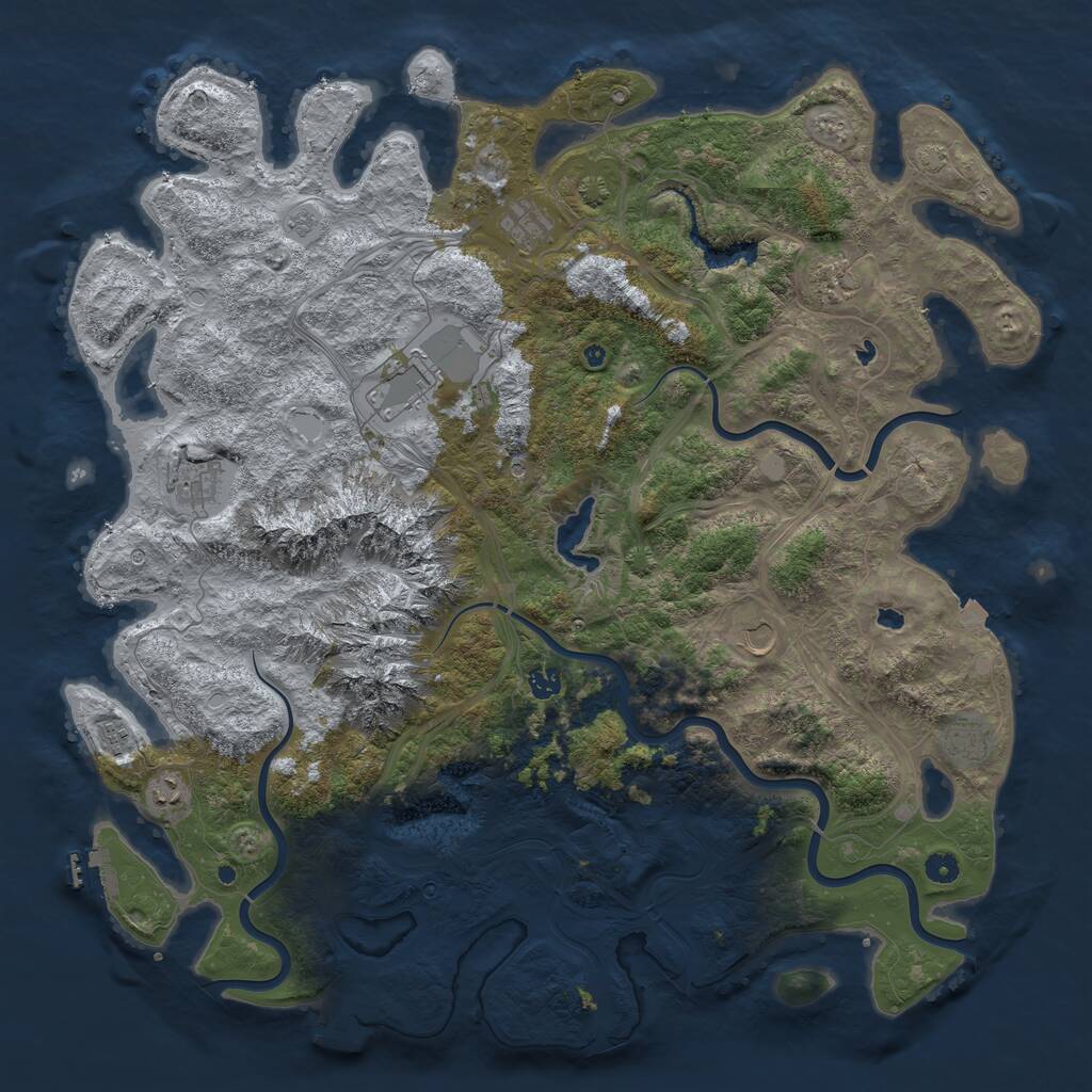 Rust Map: Procedural Map, Size: 5000, Seed: 1140847299, 15 Monuments