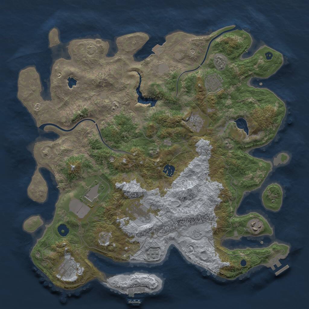 Rust Map: Procedural Map, Size: 4000, Seed: 1108663636, 14 Monuments