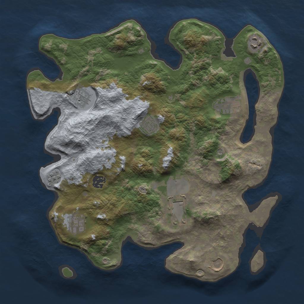 Rust Map: Barren, Size: 3500, Seed: 1742559185, 12 Monuments