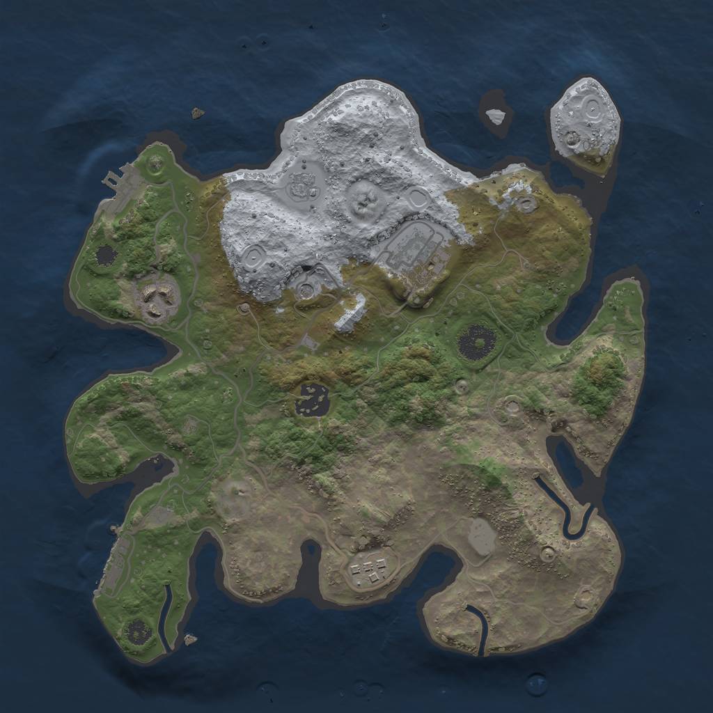 Rust Map: Procedural Map, Size: 3000, Seed: 166575951, 11 Monuments
