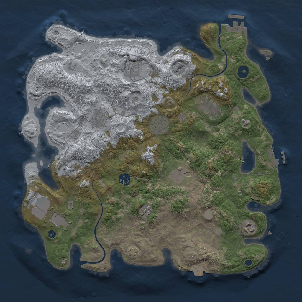 Rust Map: Procedural Map, Size: 3750, Seed: 535590443, 16 Monuments