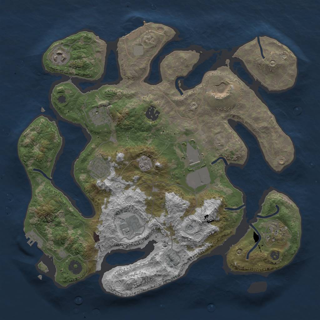 Rust Map: Procedural Map, Size: 3500, Seed: 1732526083, 17 Monuments