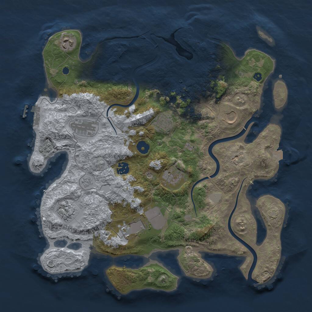 Rust Map: Procedural Map, Size: 3700, Seed: 398005638, 15 Monuments