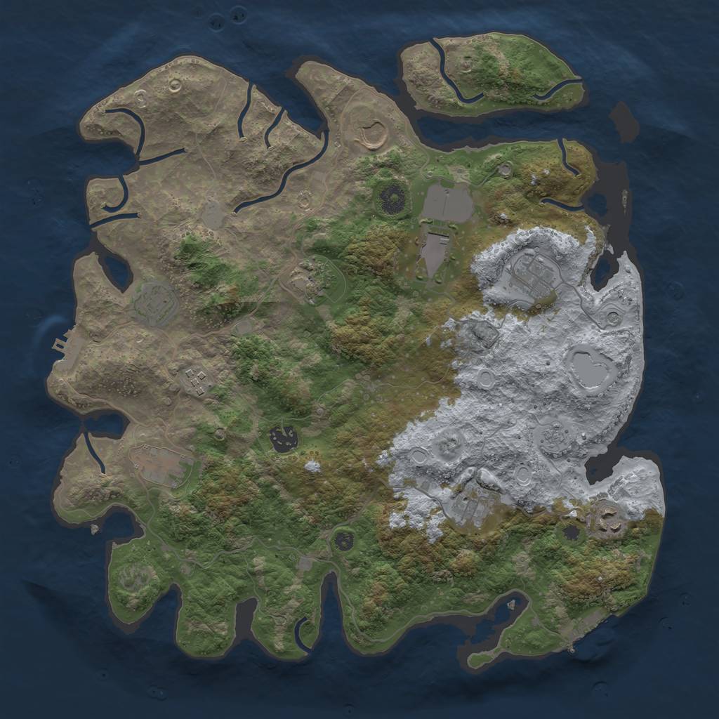 Rust Map: Procedural Map, Size: 3850, Seed: 346523998, 17 Monuments