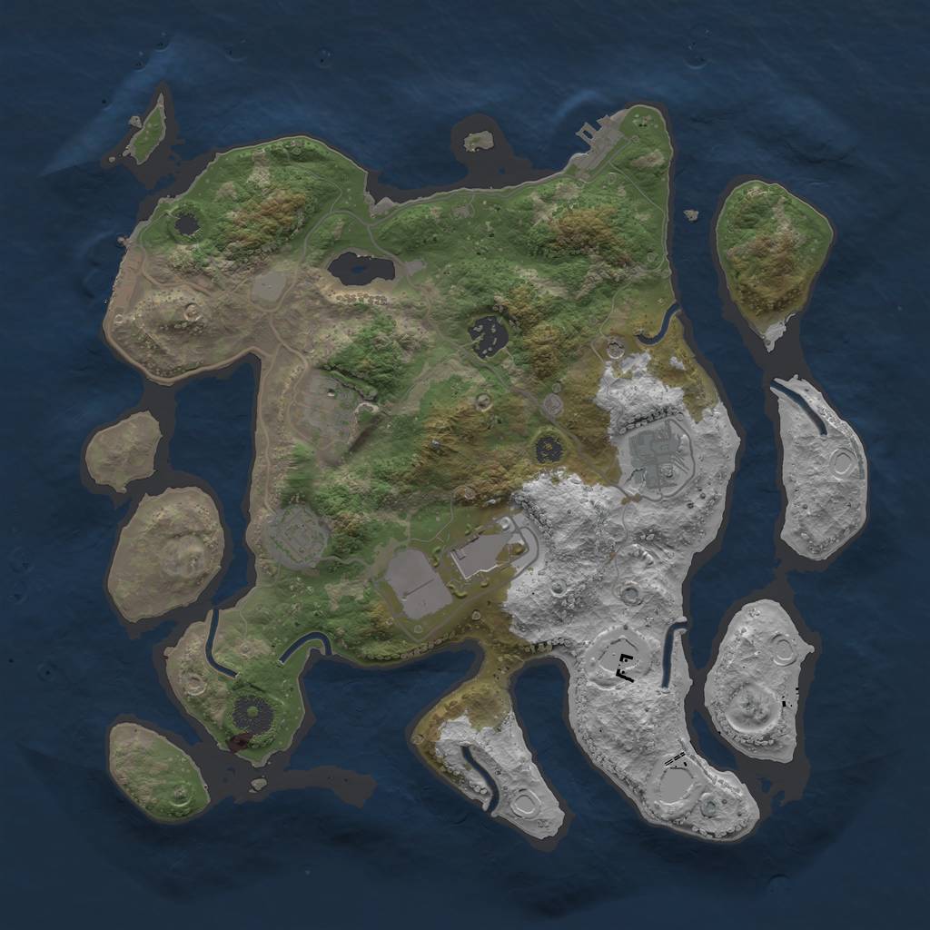 Rust Map: Procedural Map, Size: 3500, Seed: 457545245, 13 Monuments