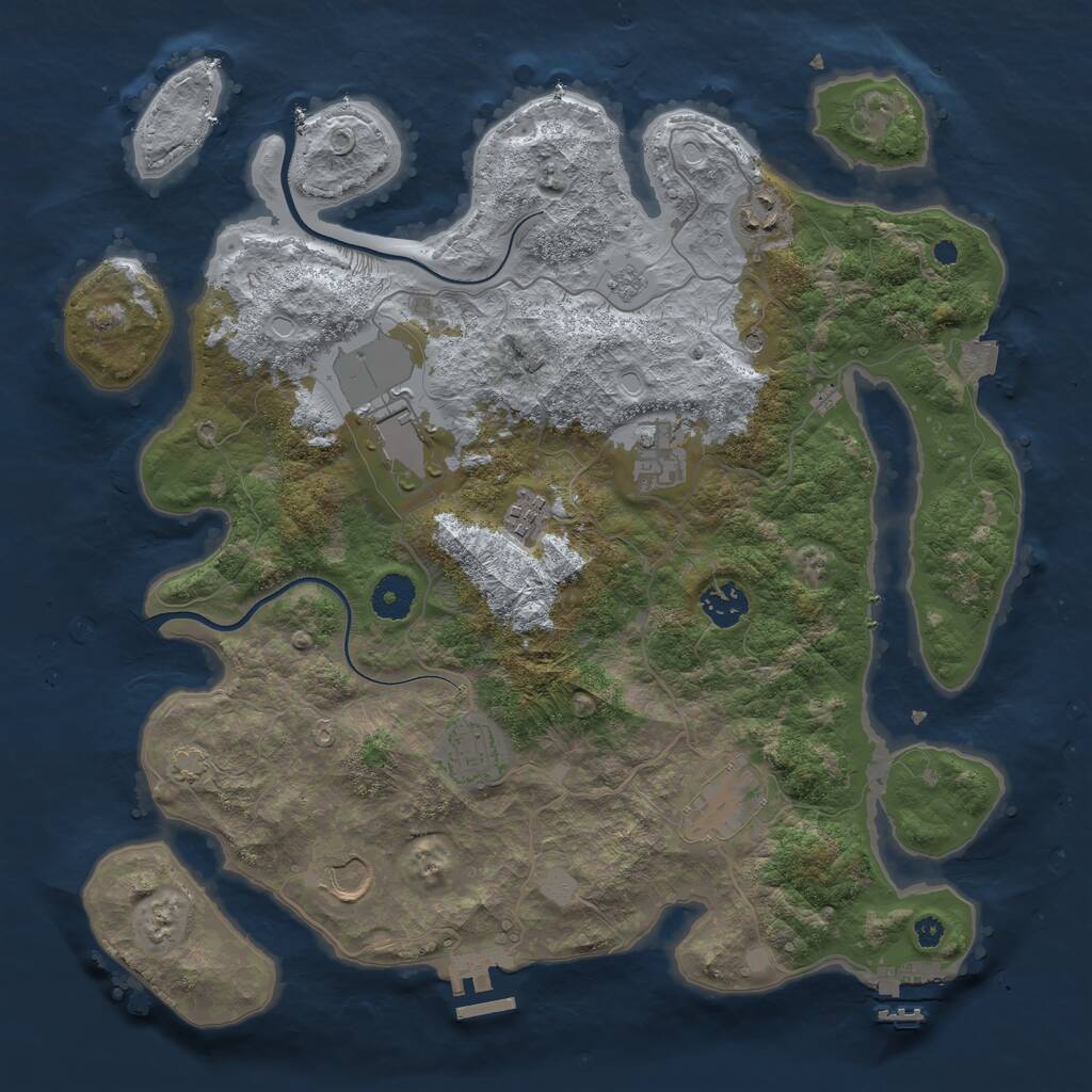 Rust Map: Procedural Map, Size: 3700, Seed: 810602567, 14 Monuments