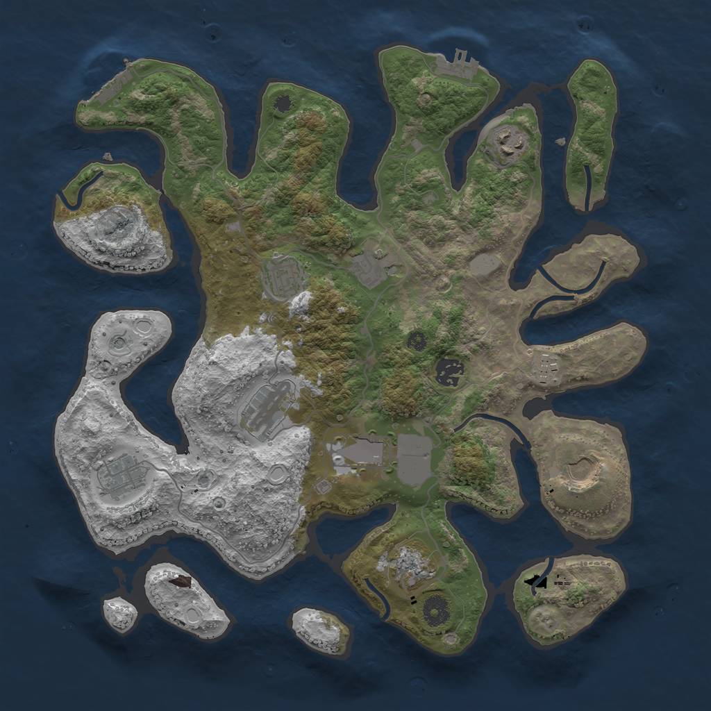 Rust Map: Procedural Map, Size: 3700, Seed: 1081700371, 18 Monuments