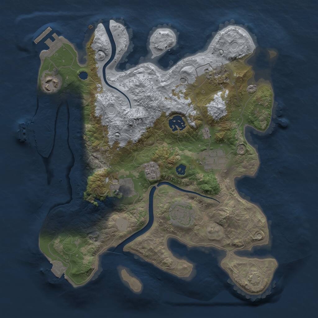Rust Map: Procedural Map, Size: 3000, Seed: 615425, 12 Monuments