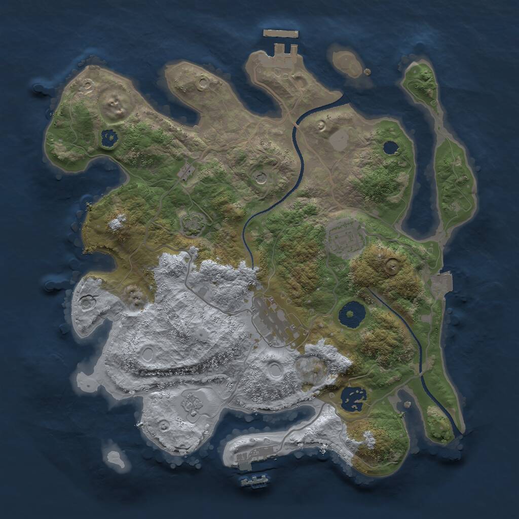Rust Map: Procedural Map, Size: 3000, Seed: 416742, 9 Monuments