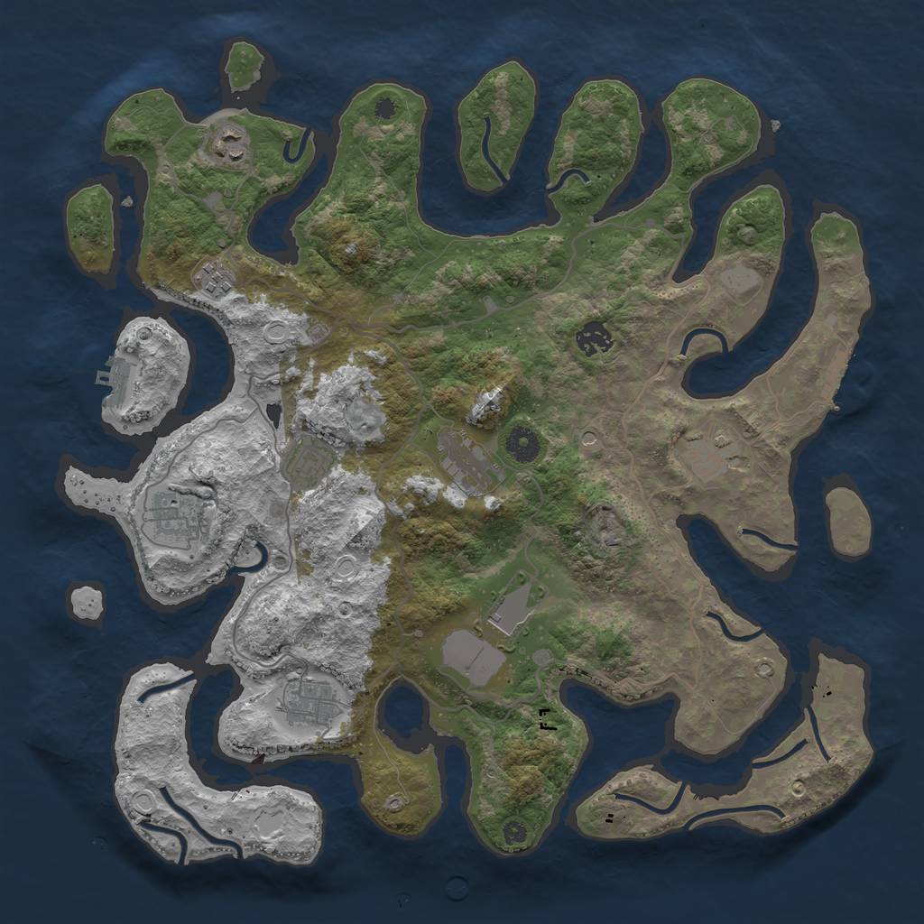 Rust Map: Procedural Map, Size: 4000, Seed: 615993, 17 Monuments