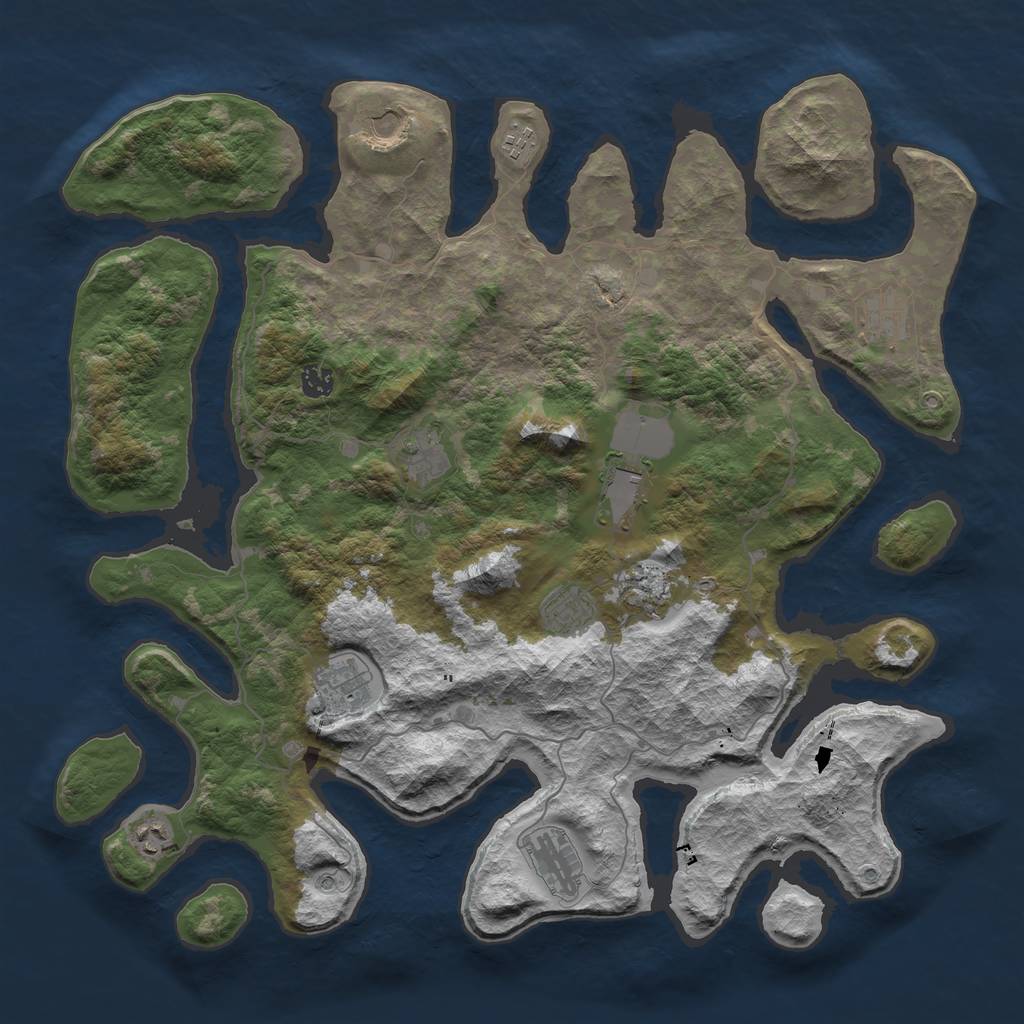 Rust Map: Barren, Size: 4500, Seed: 31911, 14 Monuments