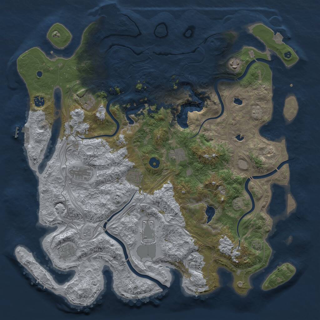Rust Map: Procedural Map, Size: 4500, Seed: 2345667, 16 Monuments