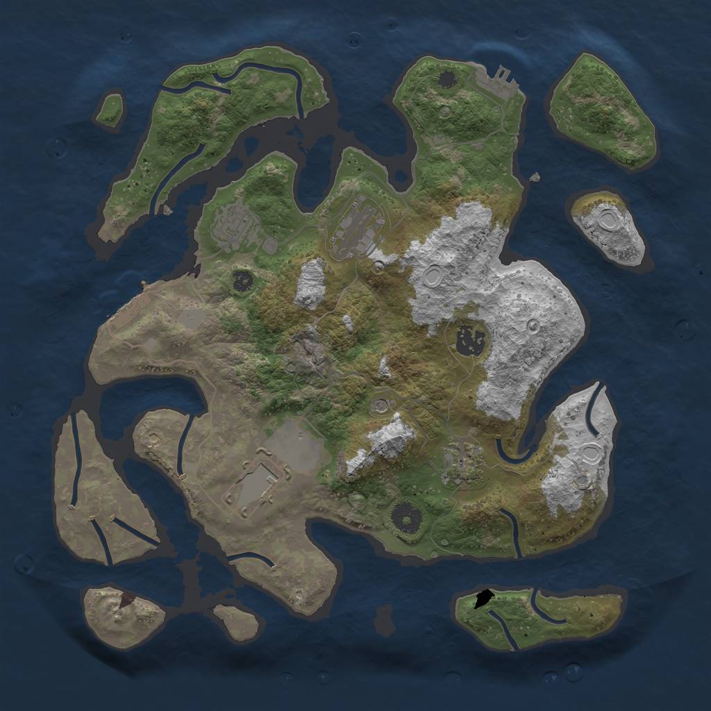 Rust Map: Procedural Map, Size: 3500, Seed: 1136108579, 13 Monuments