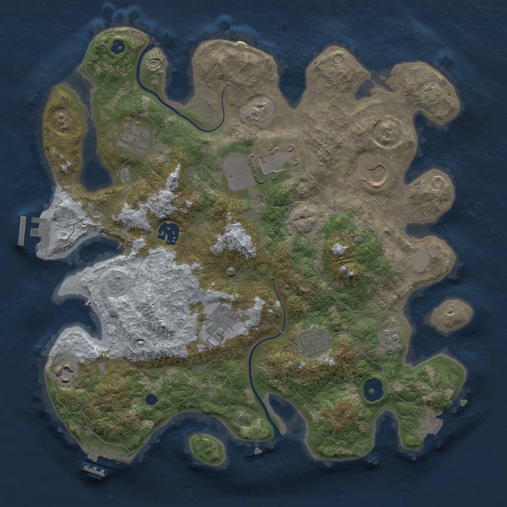 Rust Map: Procedural Map, Size: 3500, Seed: 102778666, 14 Monuments