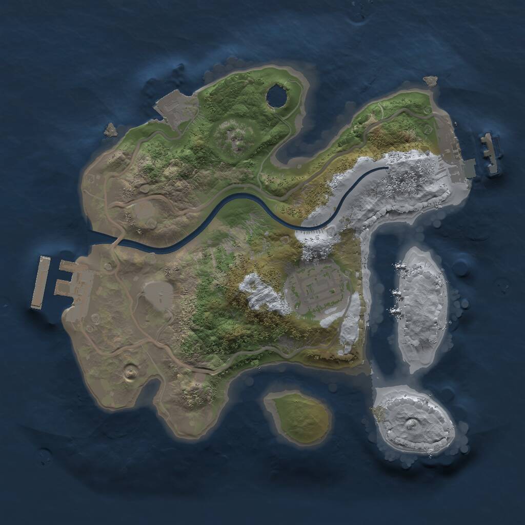 Rust Map: Procedural Map, Size: 2000, Seed: 154511, 4 Monuments