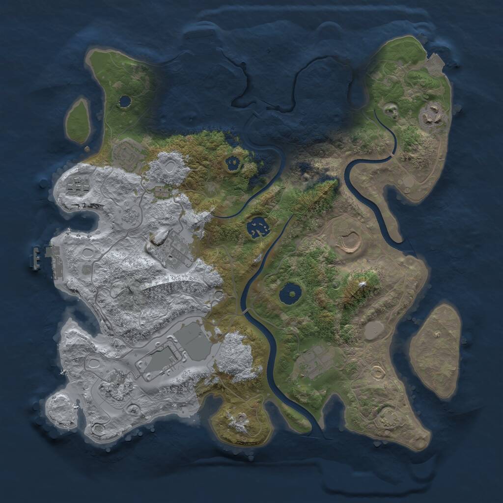 Rust Map: Procedural Map, Size: 3500, Seed: 1396975057, 15 Monuments