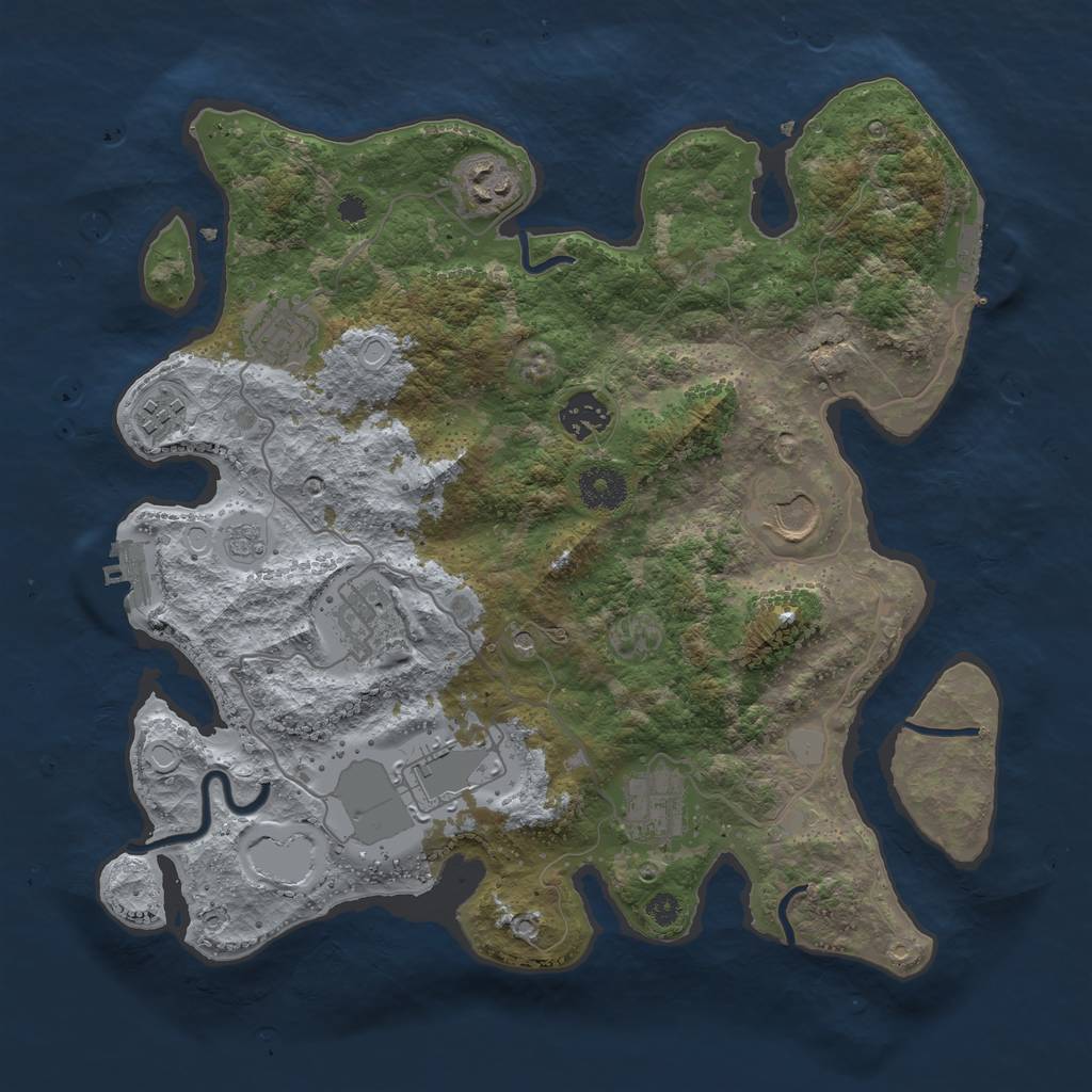 Rust Map: Procedural Map, Size: 3500, Seed: 1396975057, 15 Monuments