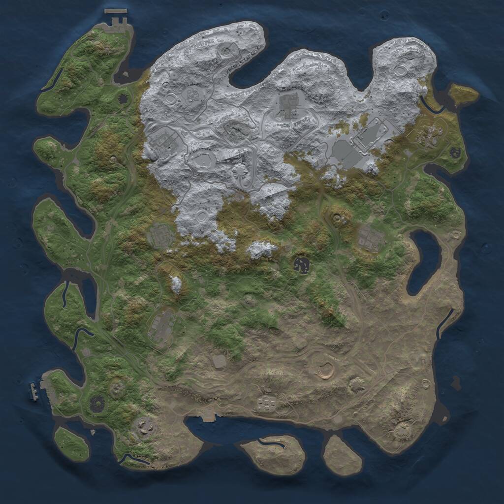 Rust Map: Procedural Map, Size: 4500, Seed: 1321264943, 17 Monuments