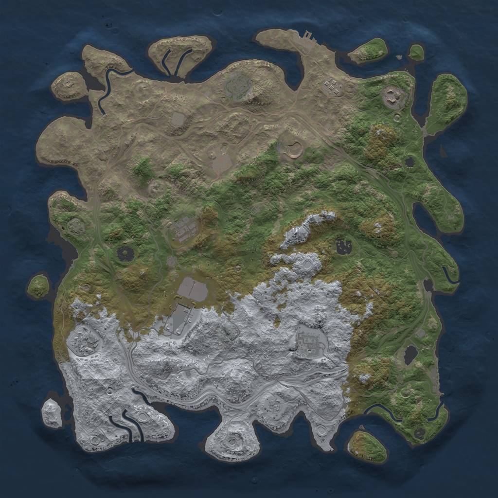 Rust Map: Procedural Map, Size: 4500, Seed: 460860848, 18 Monuments
