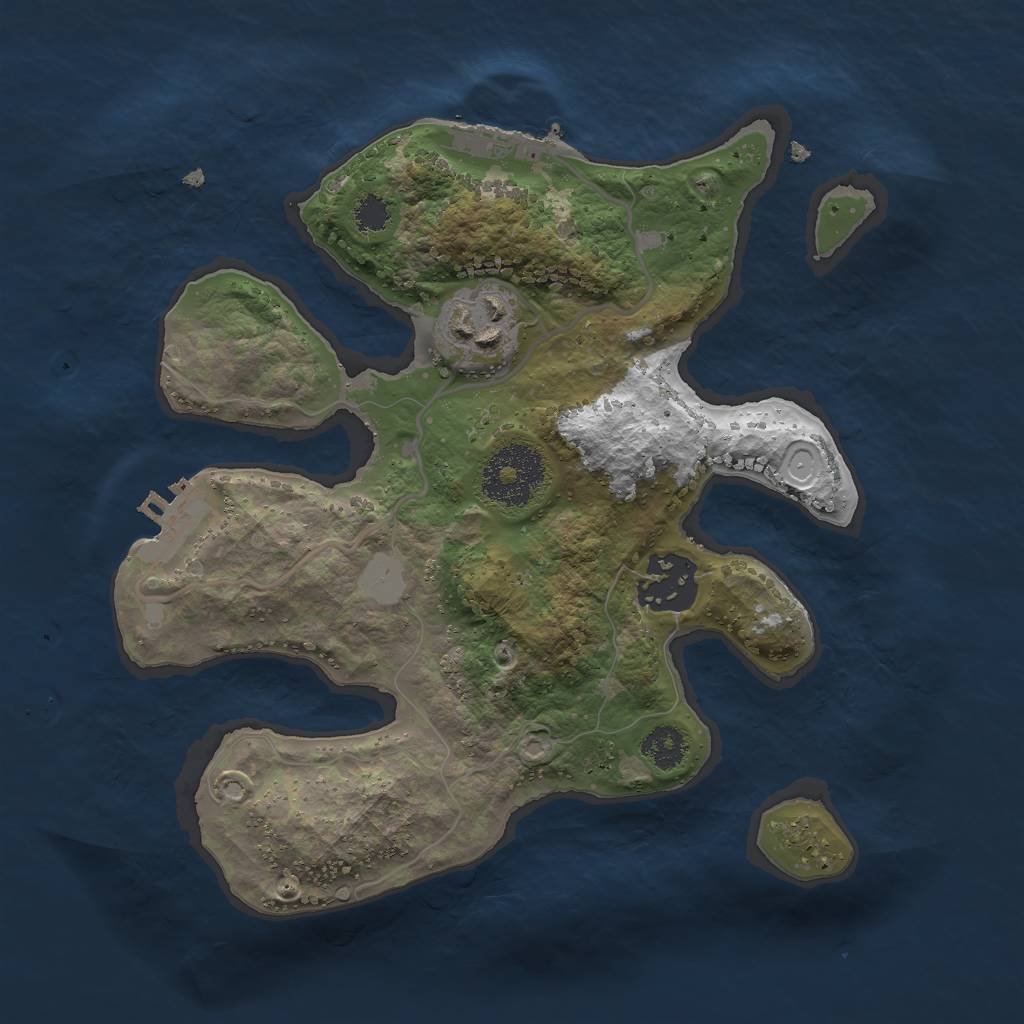 Rust Map: Procedural Map, Size: 2500, Seed: 2442, 9 Monuments