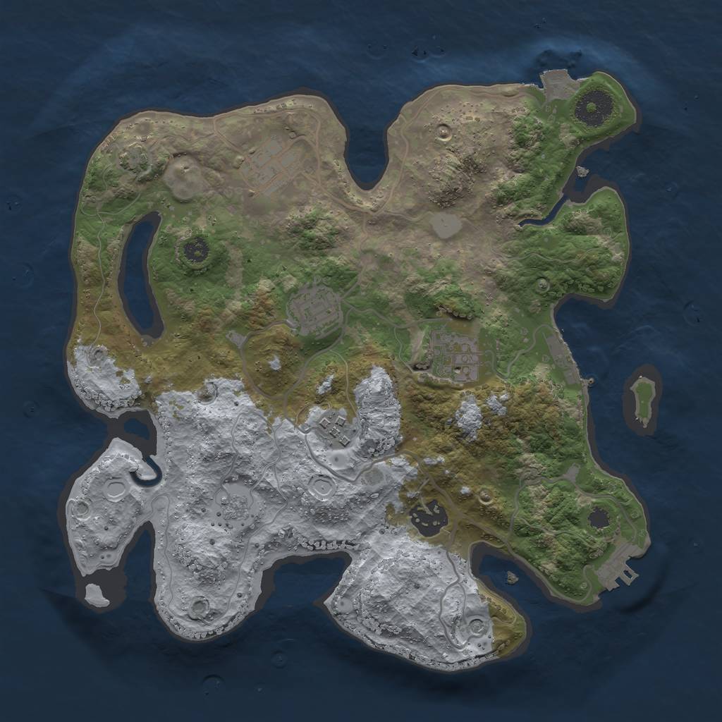 Rust Map: Procedural Map, Size: 3000, Seed: 70000, 13 Monuments