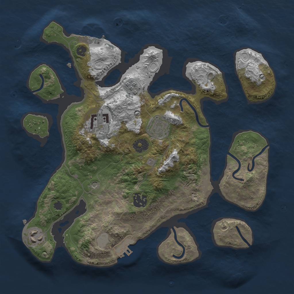 Rust Map: Procedural Map, Size: 3000, Seed: 873212453, 13 Monuments