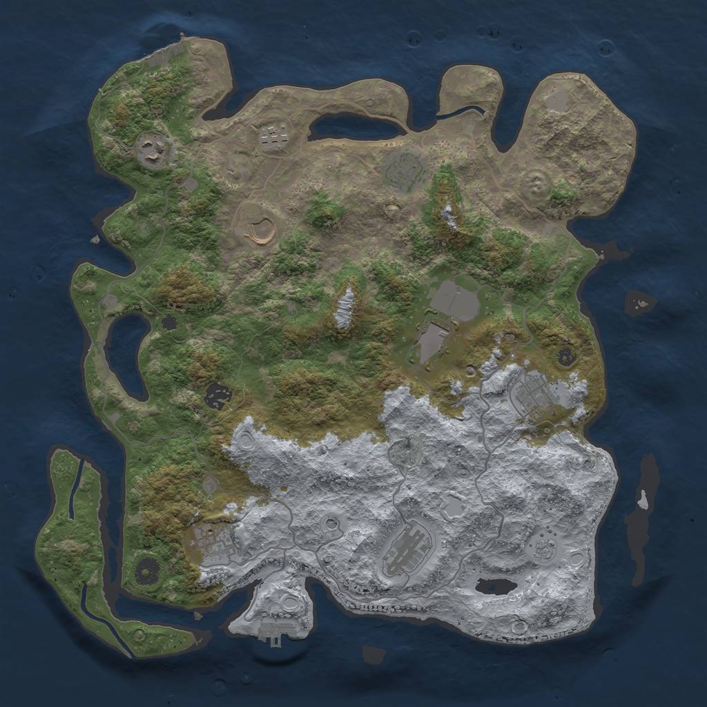 Rust Map: Procedural Map, Size: 4000, Seed: 2039015922, 16 Monuments