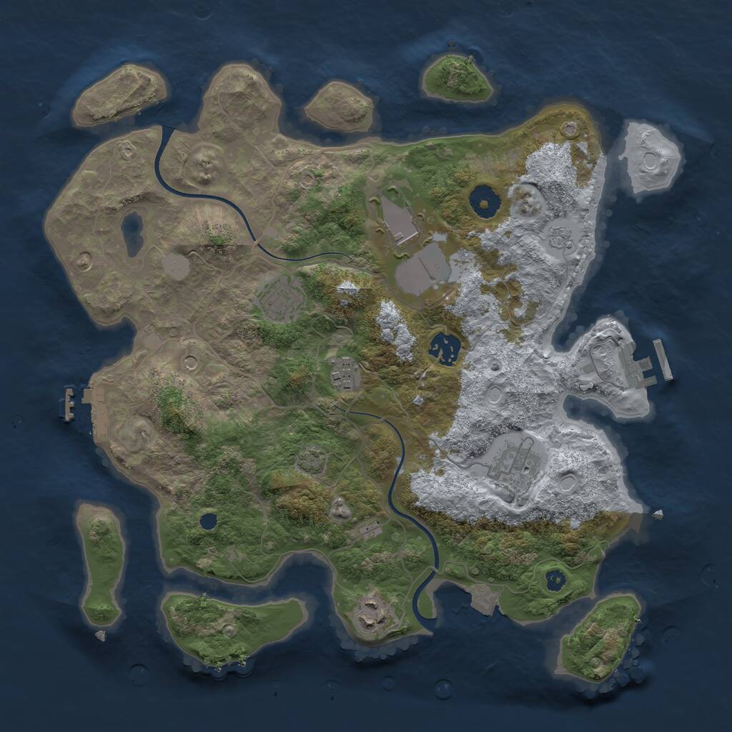 Rust Map: Procedural Map, Size: 3500, Seed: 1907408661, 12 Monuments